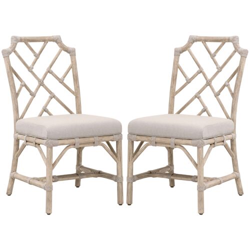 S/2 Kaeryn Mahogany/Rope Dining Chairs, Taupe 1 S/2 Kaeryn Mahogany/Rope Dining Chairs, Taupe