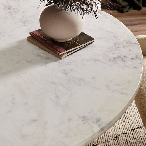 Lola 60" Round Dining Table, Light Blonde Oak/White Marble 11 Lola 60" Round Dining Table, Light Blonde Oak/White Marble