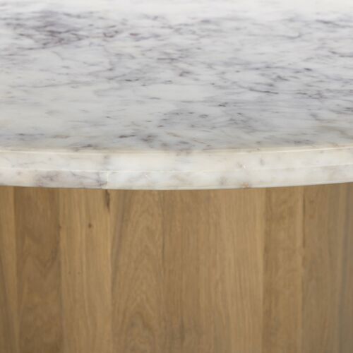 Lola 60" Round Dining Table, Light Blonde Oak/White Marble 6 Lola 60" Round Dining Table, Light Blonde Oak/White Marble