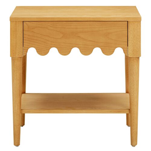 Riley Scallop Nightstand/Side Table, Natural Ash 3 Riley Scallop Nightstand/Side Table, Natural Ash