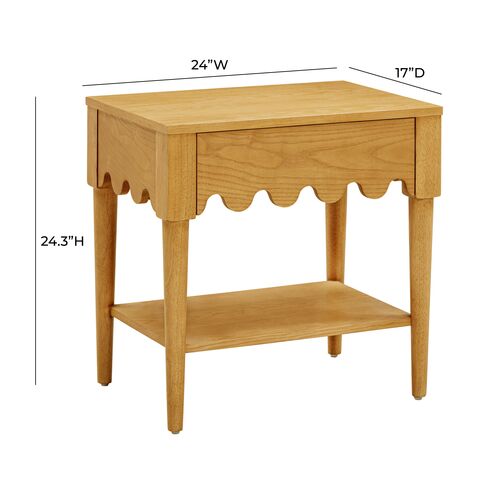 Riley Scallop Nightstand/Side Table, Natural Ash 7 Riley Scallop Nightstand/Side Table, Natural Ash