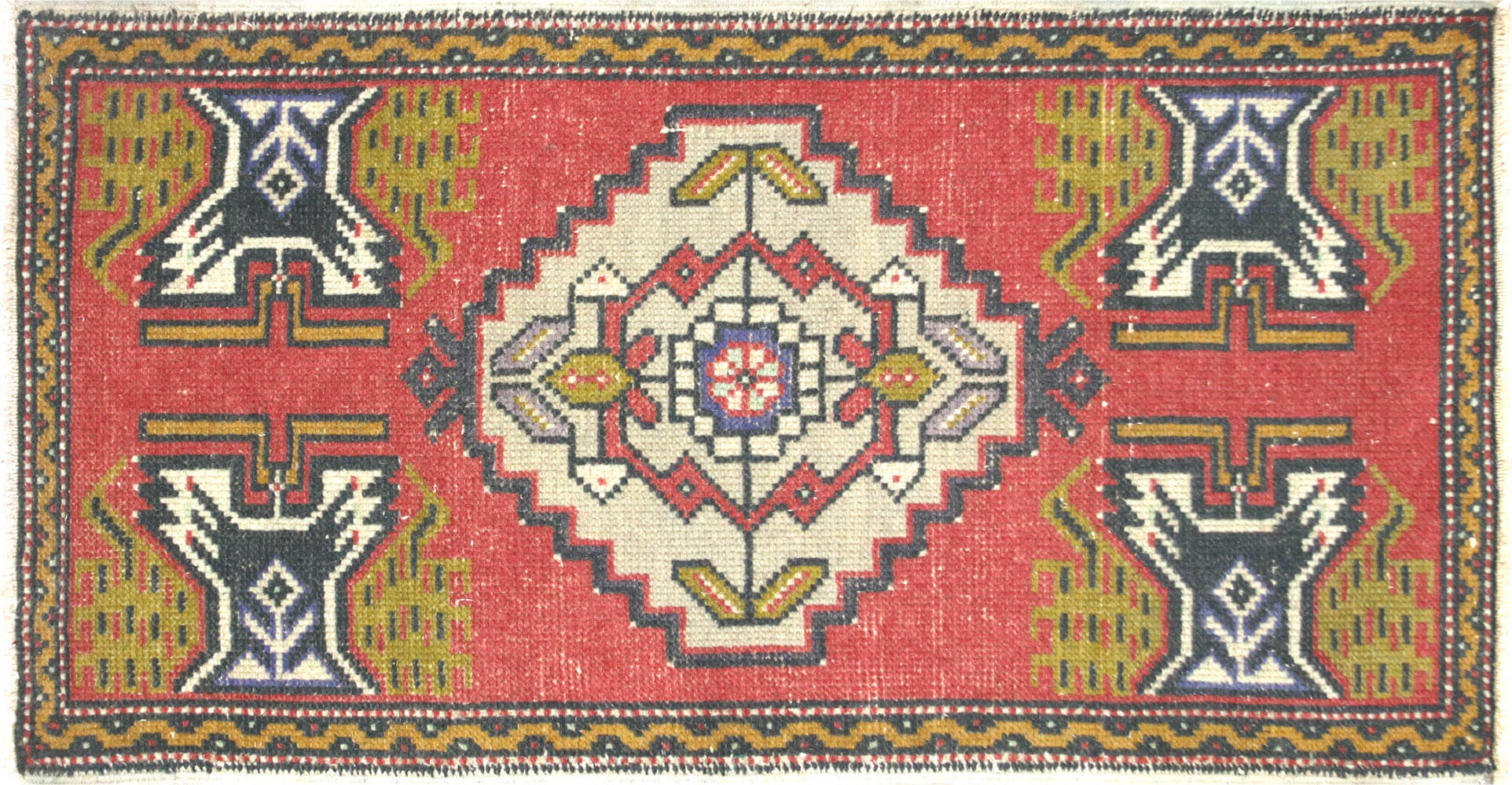 1960s Turkish Oushak Yastic,1'10" x 3'4" 1 1960s Turkish Oushak Yastic,1'10" x 3'4"