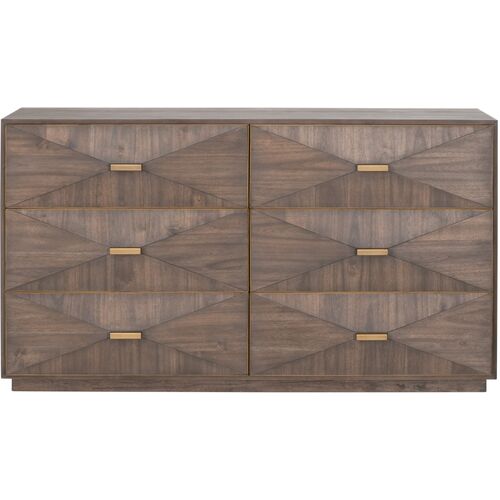 Flynn 6-Drawer Double Dresser, Burnished Brown/Gold 1 Flynn 6-Drawer Double Dresser, Burnished Brown/Gold