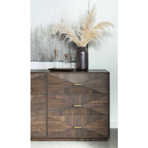Flynn 6-Drawer Double Dresser, Burnished Brown/Gold 11 Flynn 6-Drawer Double Dresser, Burnished Brown/Gold