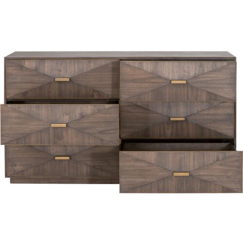Flynn 6-Drawer Double Dresser, Burnished Brown/Gold 3 Flynn 6-Drawer Double Dresser, Burnished Brown/Gold