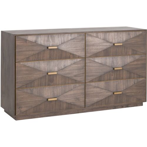 Flynn 6-Drawer Double Dresser, Burnished Brown/Gold 5 Flynn 6-Drawer Double Dresser, Burnished Brown/Gold