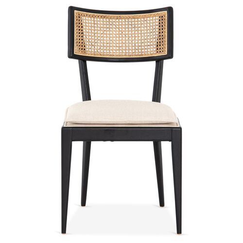 Aimee Curved Back Cane Side Chair, Ebony/Flax 2 Aimee Curved Back Cane Side Chair, Ebony/Flax