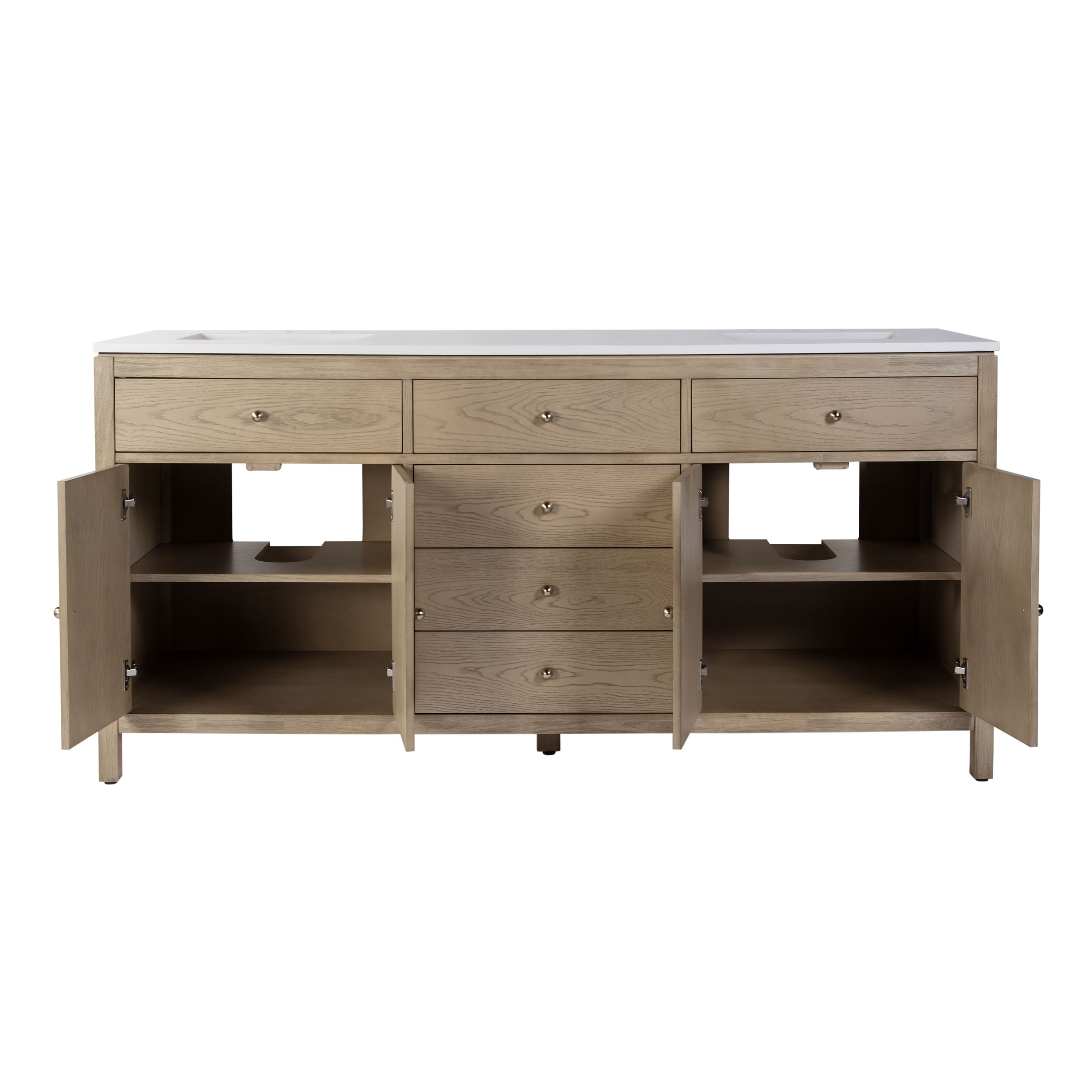 Charlie 72" Quartz Top Double Sink 4-Drawer Bathroom Vanity Set 3 Charlie 72" Quartz Top Double Sink 4-Drawer Bathroom Vanity Set