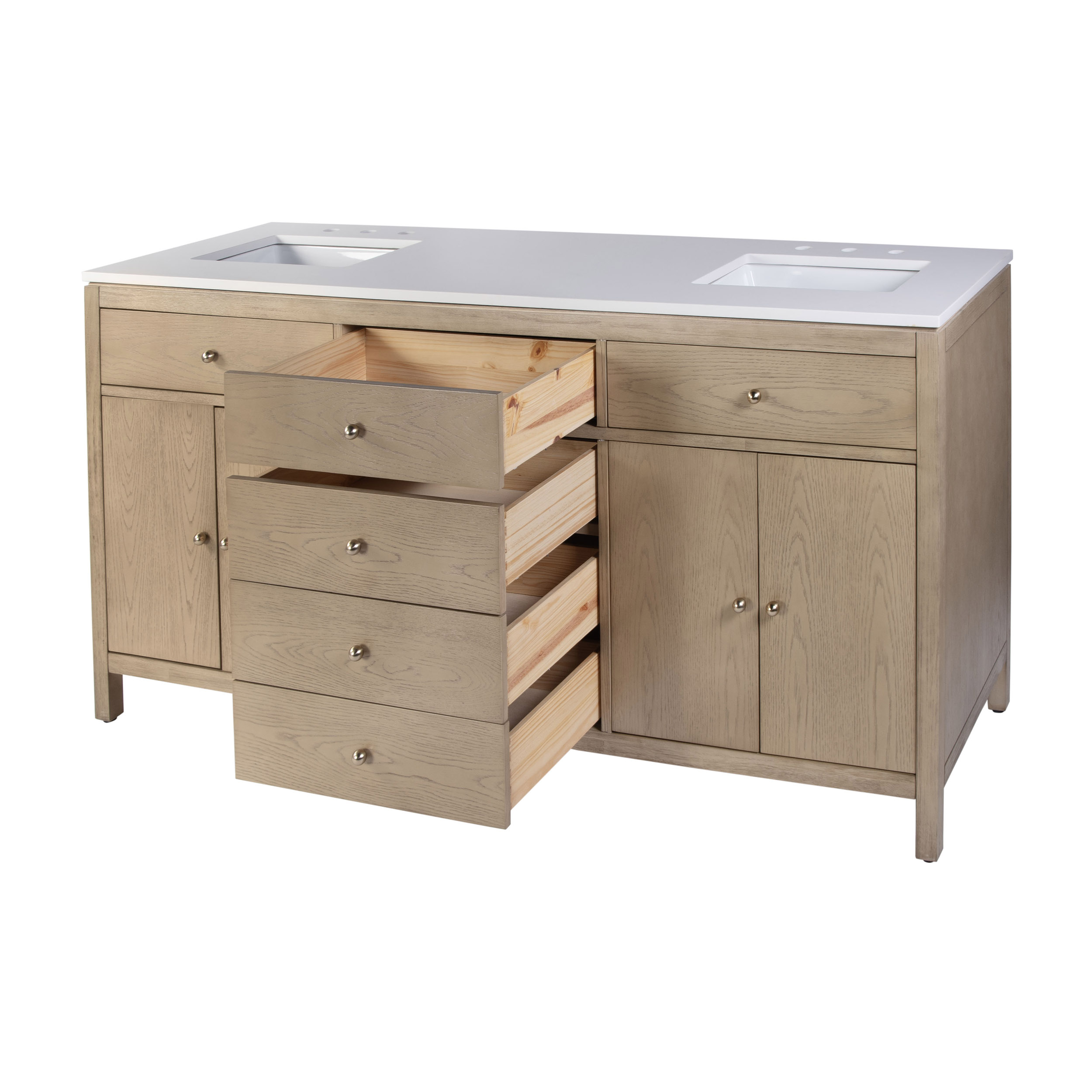 Charlie 72" Quartz Top Double Sink 4-Drawer Bathroom Vanity Set 4 Charlie 72" Quartz Top Double Sink 4-Drawer Bathroom Vanity Set