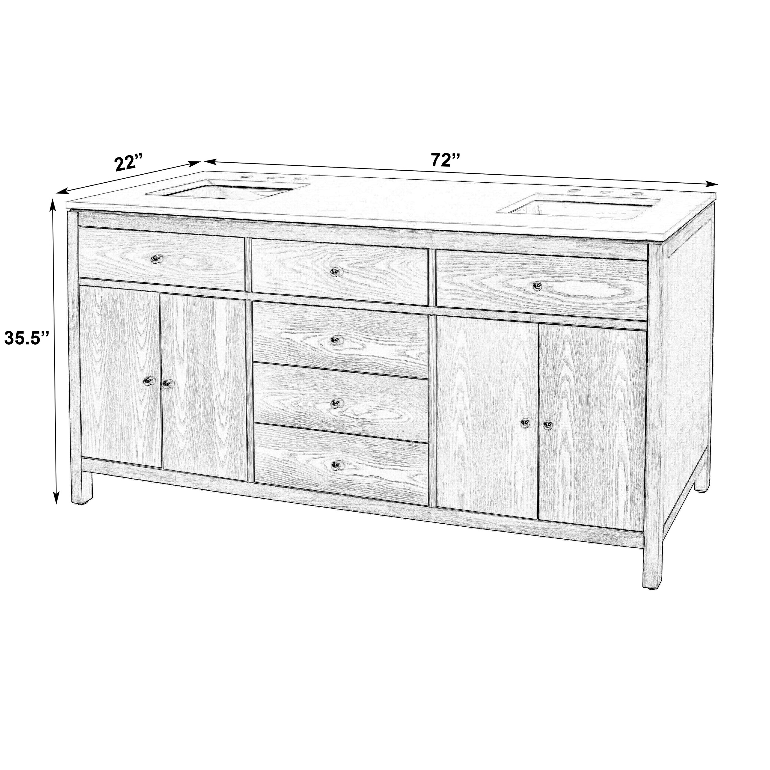 Charlie 72" Quartz Top Double Sink 4-Drawer Bathroom Vanity Set 9 Charlie 72" Quartz Top Double Sink 4-Drawer Bathroom Vanity Set