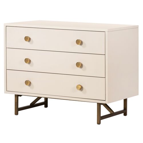 Roland 3-Drawer Wide Nightstand, Matte Alabaster 1 Roland 3-Drawer Wide Nightstand, Matte Alabaster