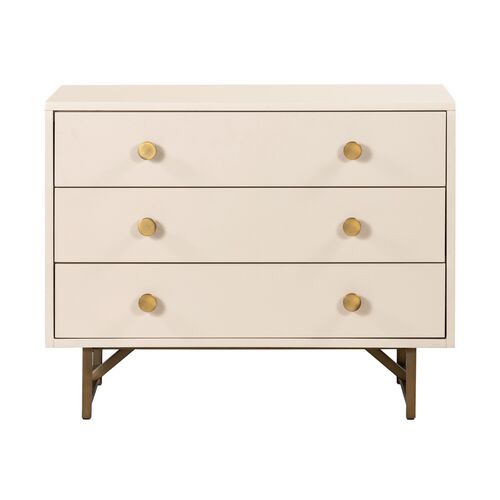 Roland 3-Drawer Wide Nightstand, Matte Alabaster 4 Roland 3-Drawer Wide Nightstand, Matte Alabaster