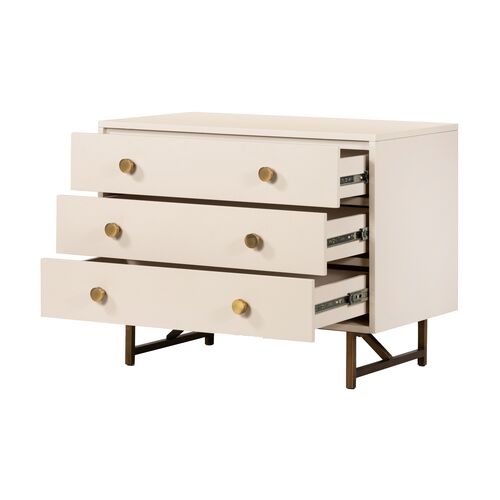 Roland 3-Drawer Wide Nightstand, Matte Alabaster 5 Roland 3-Drawer Wide Nightstand, Matte Alabaster