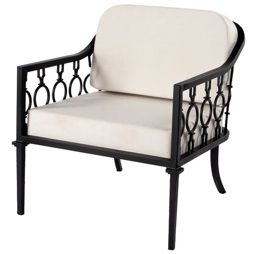 Mariza Iron Outdoor Lounge Chair, Black 1 Mariza Iron Outdoor Lounge Chair, Black