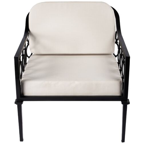 Mariza Iron Outdoor Lounge Chair, Black 2 Mariza Iron Outdoor Lounge Chair, Black