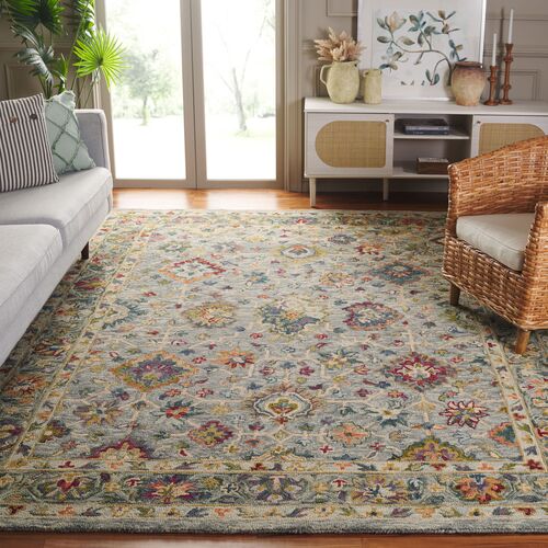Kenneth Hand Tufted Rug, Grey/Green 2 Kenneth Hand Tufted Rug, Grey/Green