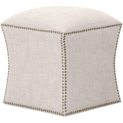 Darci Ottoman, Bisque French Linen 1 Darci Ottoman, Bisque French Linen