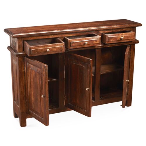 Beulah 3-Door Cabinet, Pecan 2 Beulah 3-Door Cabinet, Pecan