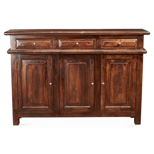 Beulah 3-Door Cabinet, Pecan 3 Beulah 3-Door Cabinet, Pecan