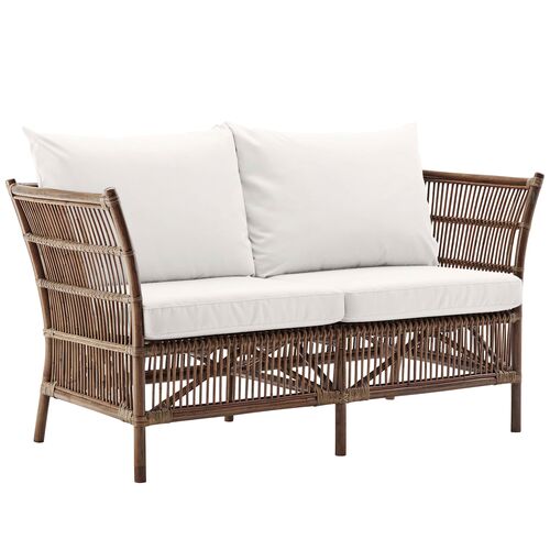 Donatello Rattan 2-Seat Sofa, Antique/White 1 Donatello Rattan 2-Seat Sofa, Antique/White