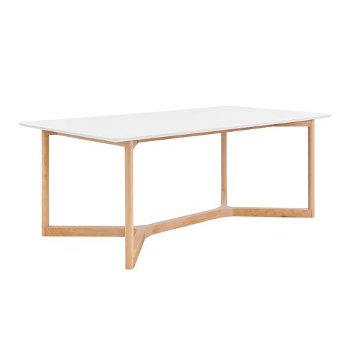 Nordic Rectangular Dining Table, White/Natural 1 Nordic Rectangular Dining Table, White/Natural
