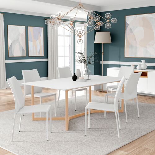 Nordic Rectangular Dining Table, White/Natural 7 Nordic Rectangular Dining Table, White/Natural