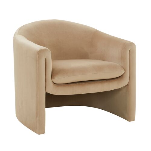 Kestrel Velvet Accent Chair, Light Brown 1 Kestrel Velvet Accent Chair, Light Brown