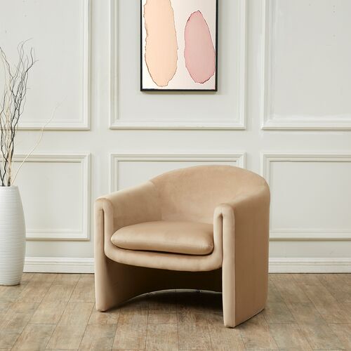 Kestrel Velvet Accent Chair, Light Brown 3 Kestrel Velvet Accent Chair, Light Brown