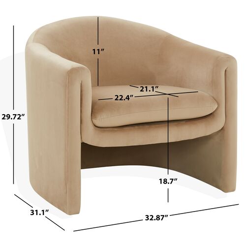 Kestrel Velvet Accent Chair, Light Brown 6 Kestrel Velvet Accent Chair, Light Brown