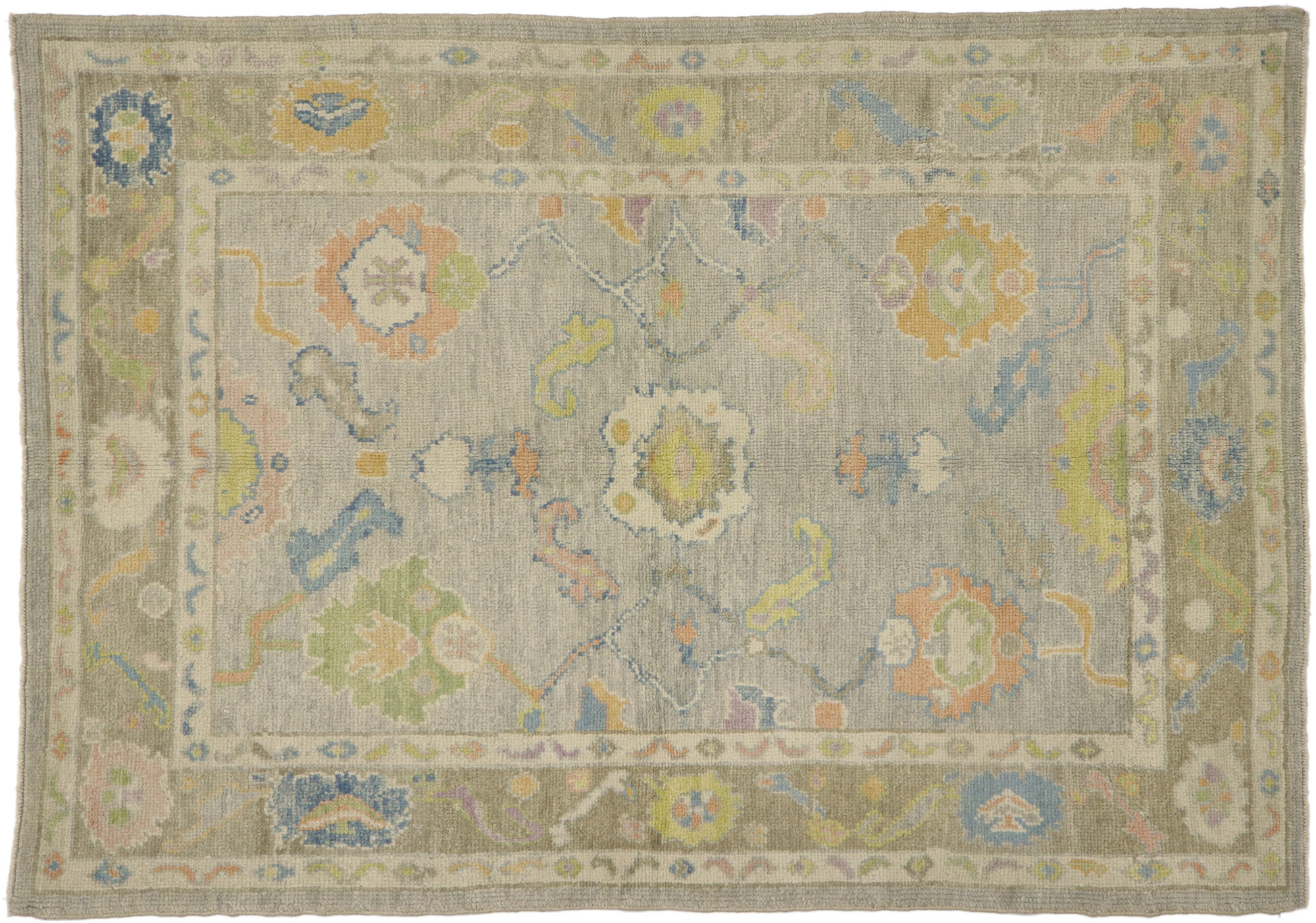 Colorful Turkish Oushak Rug, 5'02 x 7'04 1 Colorful Turkish Oushak Rug, 5'02 x 7'04