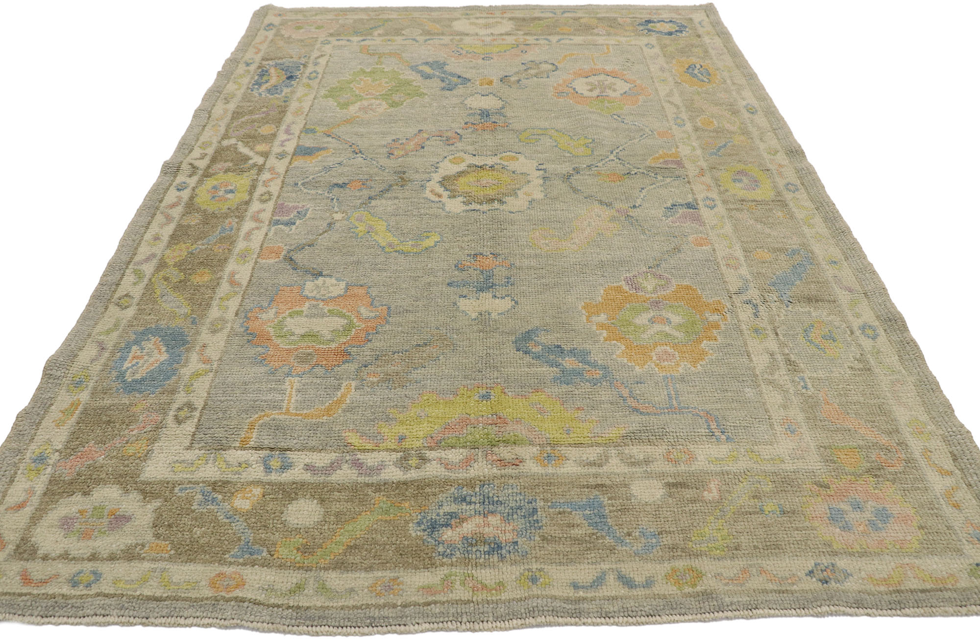 Colorful Turkish Oushak Rug, 5'02 x 7'04 3 Colorful Turkish Oushak Rug, 5'02 x 7'04