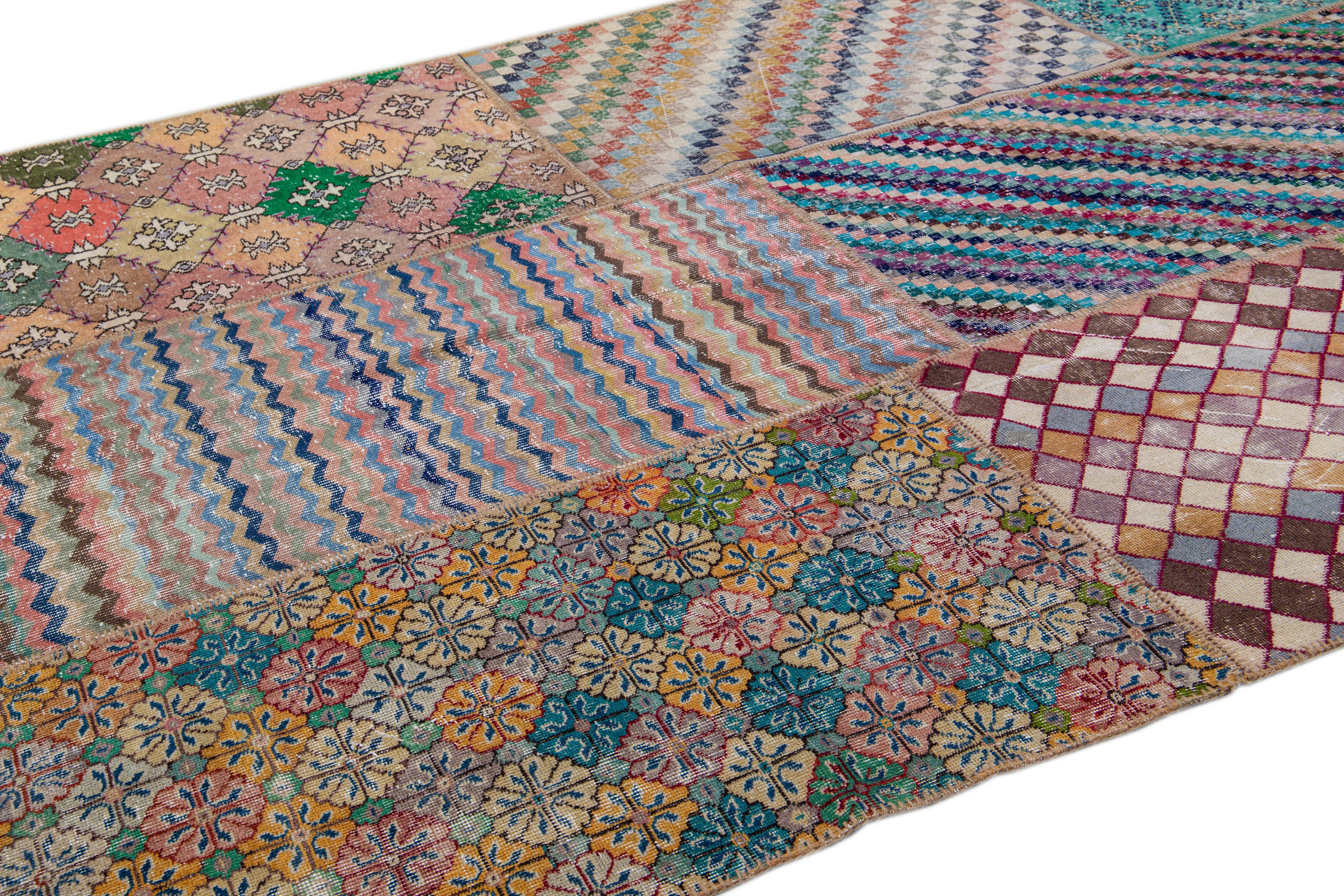 Vintage Turkish Patchwork Wool Rug 2 Vintage Turkish Patchwork Wool Rug