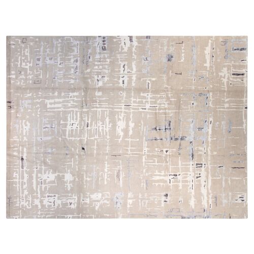 9'x12' Diamond Hand-Knotted Rug, Gray/Multi 1 9'x12' Diamond Hand-Knotted Rug, Gray/Multi