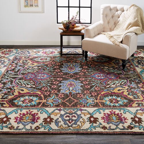 Kim Floral Hand-Knotted Rug, Multi 2 Kim Floral Hand-Knotted Rug, Multi