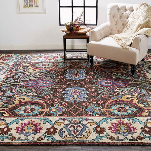 Kim Floral Hand-Knotted Rug, Multi 8 Kim Floral Hand-Knotted Rug, Multi