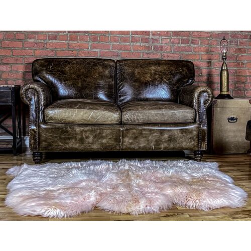 3'x5' Mary Handmade Sheepskin Rug, Pink 3 3'x5' Mary Handmade Sheepskin Rug, Pink