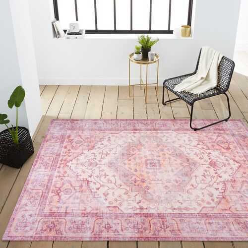 Caty Machine-Washable Rug, Red/Orange/Cream 7 Caty Machine-Washable Rug, Red/Orange/Cream