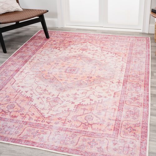 Caty Machine-Washable Rug, Red/Orange/Cream 8 Caty Machine-Washable Rug, Red/Orange/Cream
