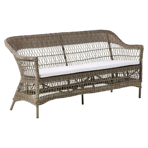 Charlot Outdoor 3-Seat Sofa, Antique/White