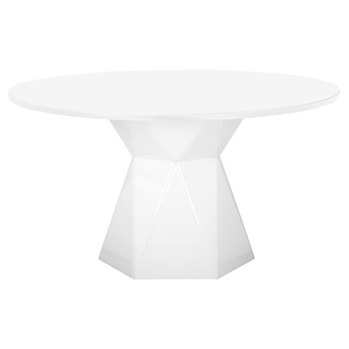Cyan 56" Round Dining Table, White Glass 1 Cyan 56" Round Dining Table, White Glass