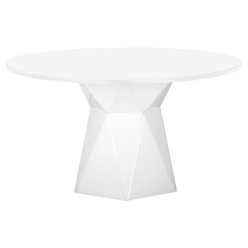 Cyan 56" Round Dining Table, White Glass 2 Cyan 56" Round Dining Table, White Glass