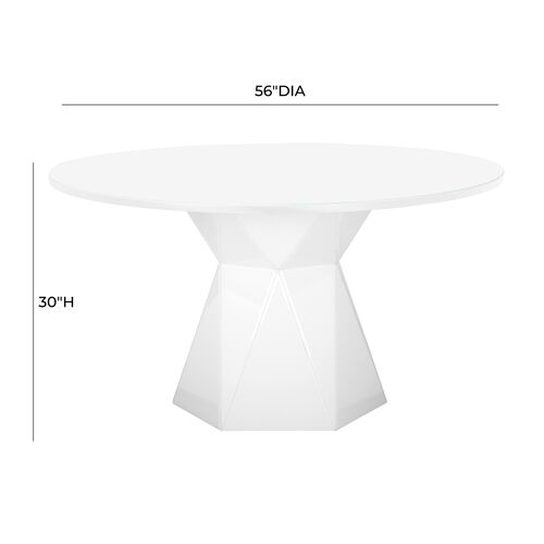 Cyan 56" Round Dining Table, White Glass 4 Cyan 56" Round Dining Table, White Glass