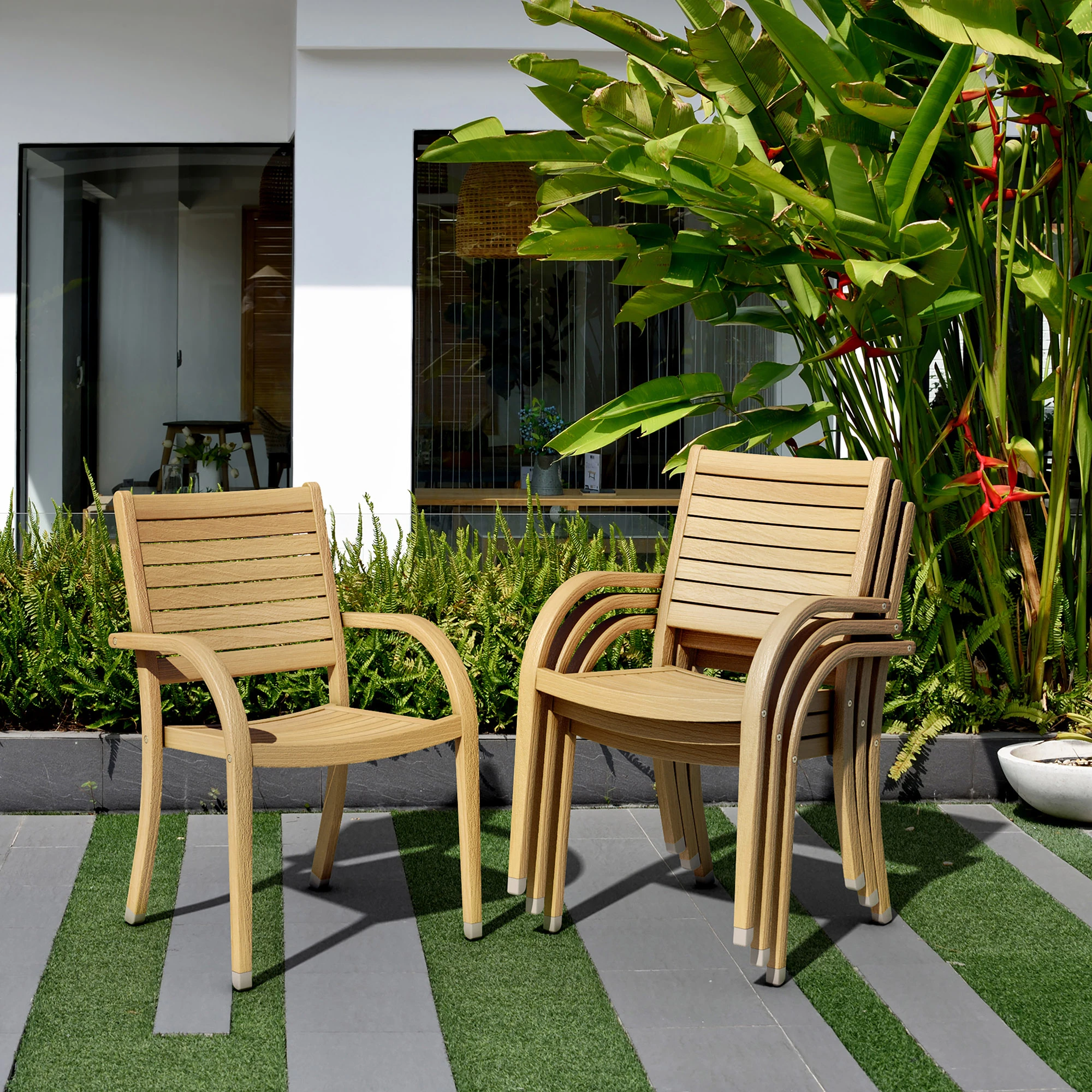 Branwyn 11-Pc Rectangular Extension Outdoor Eucalyptus Dining Set, Natural 12 Branwyn 11-Pc Rectangular Extension Outdoor Eucalyptus Dining Set, Natural