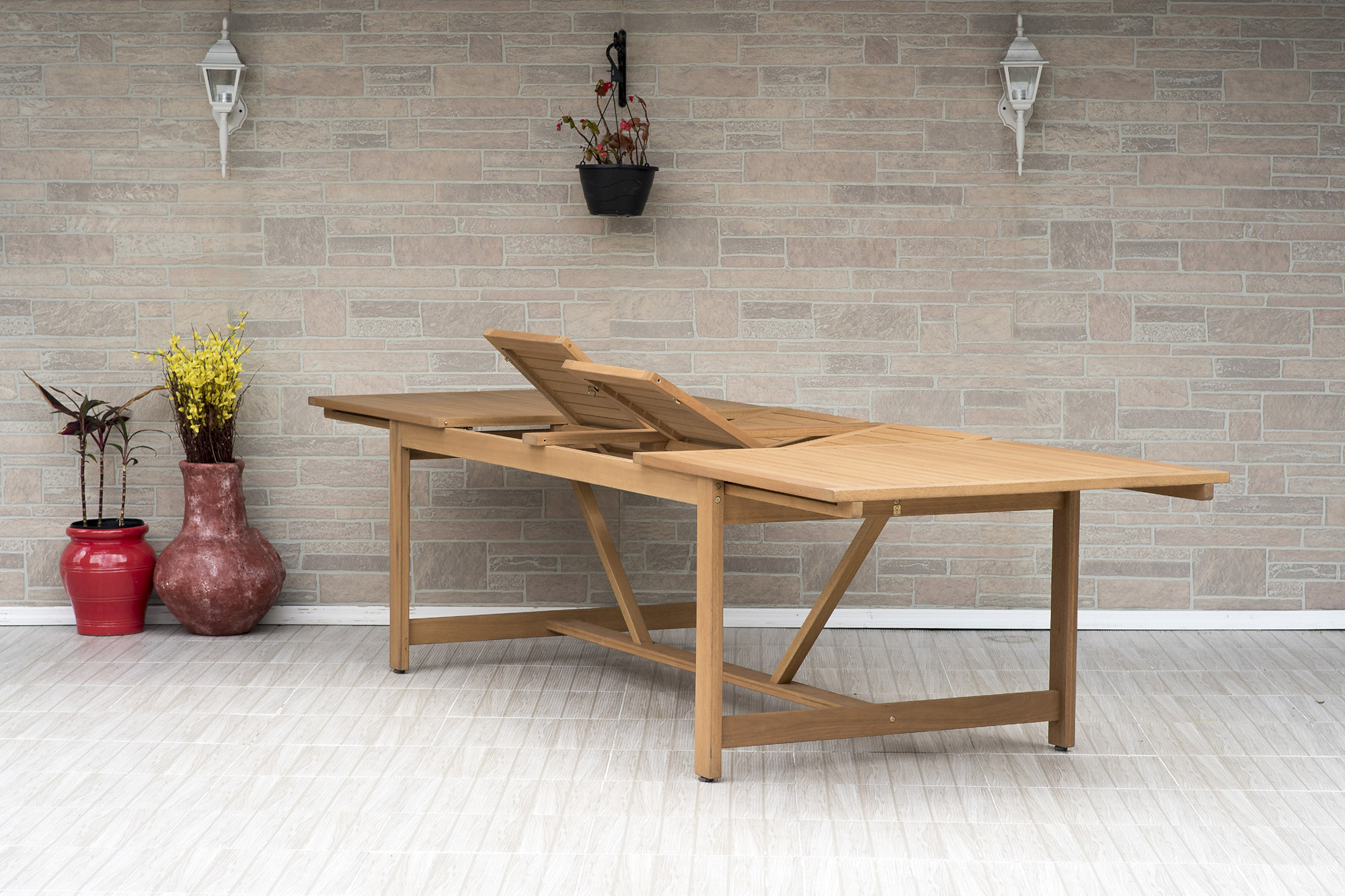 Branwyn 11-Pc Rectangular Extension Outdoor Eucalyptus Dining Set, Natural 6 Branwyn 11-Pc Rectangular Extension Outdoor Eucalyptus Dining Set, Natural
