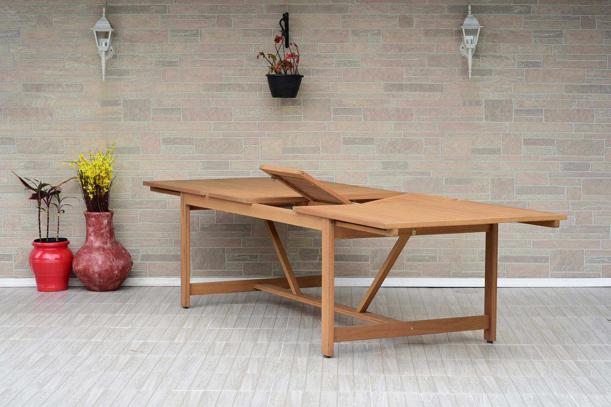 Branwyn 11-Pc Rectangular Extension Outdoor Eucalyptus Dining Set, Natural 7 Branwyn 11-Pc Rectangular Extension Outdoor Eucalyptus Dining Set, Natural