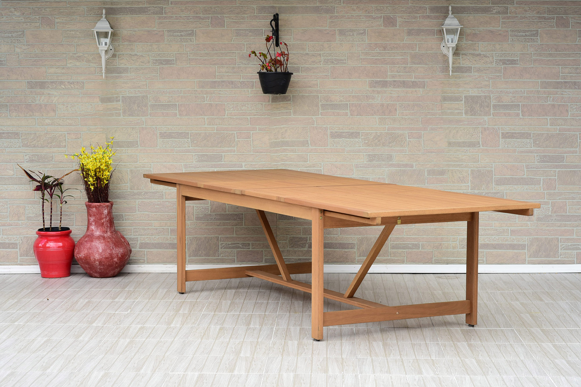 Branwyn 11-Pc Rectangular Extension Outdoor Eucalyptus Dining Set, Natural 8 Branwyn 11-Pc Rectangular Extension Outdoor Eucalyptus Dining Set, Natural