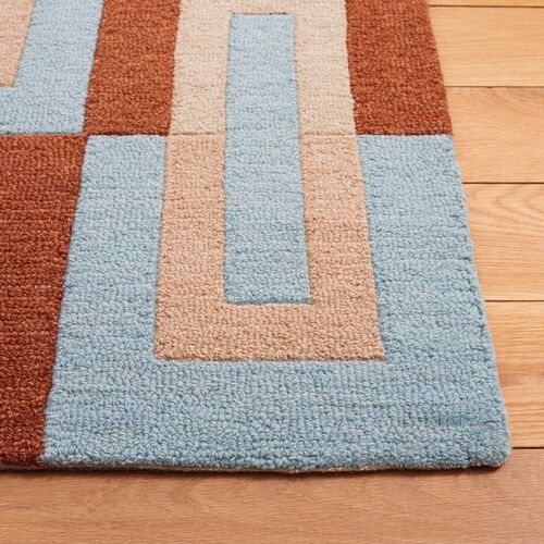 Gaia Hand Tufted Rug, Light Blue/Rust 3 Gaia Hand Tufted Rug, Light Blue/Rust