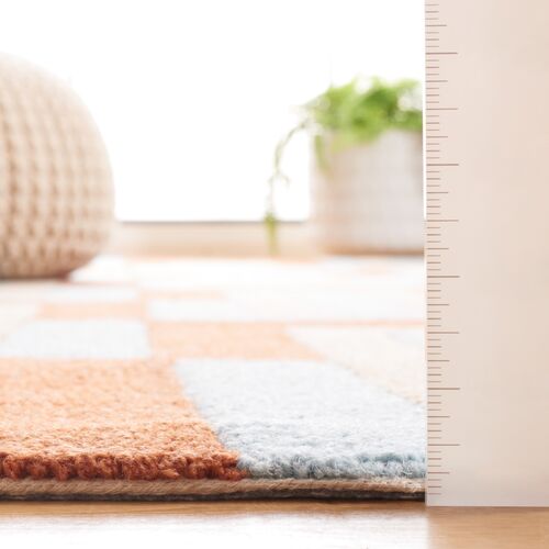 Gaia Hand Tufted Rug, Light Blue/Rust 4 Gaia Hand Tufted Rug, Light Blue/Rust