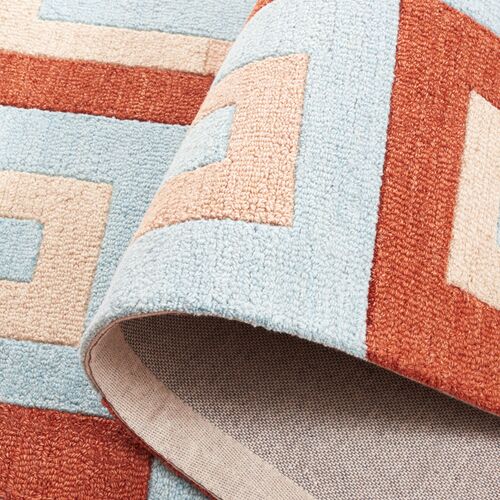 Gaia Hand Tufted Rug, Light Blue/Rust 5 Gaia Hand Tufted Rug, Light Blue/Rust