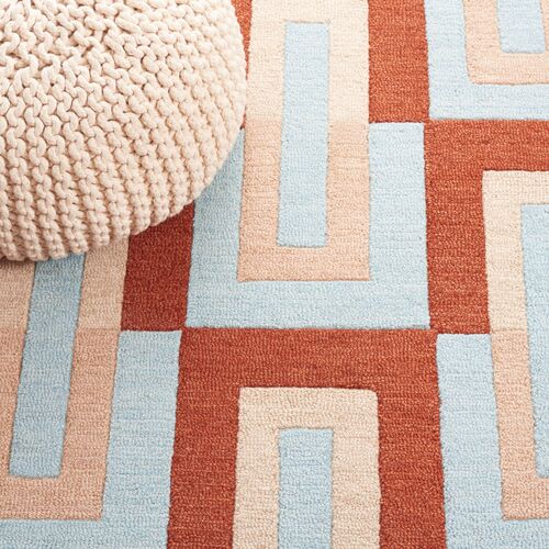 Gaia Hand Tufted Rug, Light Blue/Rust 6 Gaia Hand Tufted Rug, Light Blue/Rust